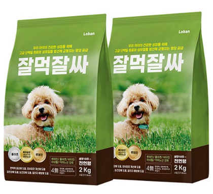 잘먹잘싸 강아지 6프리 전연령 기호성좋은 피부 모질 사료 연어, 연어, 2kg, 2개