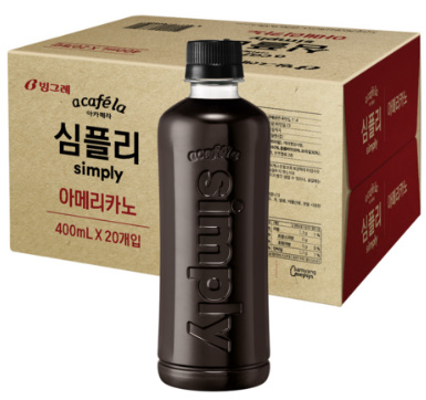 아카페라 심플리 아메리카노 커피, 400ml, 20개
